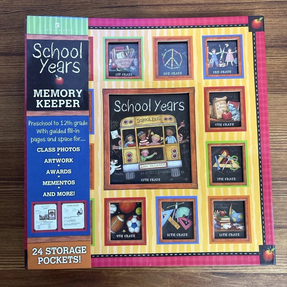 School Years Memory Keeper Scrapbook Album Preschool to 12th Grade 24 Pockets